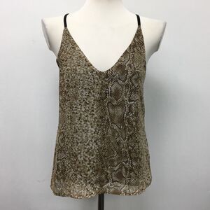 Violet Women's Top Small Brown Multi-Color Snake Print Spaghetti Straps